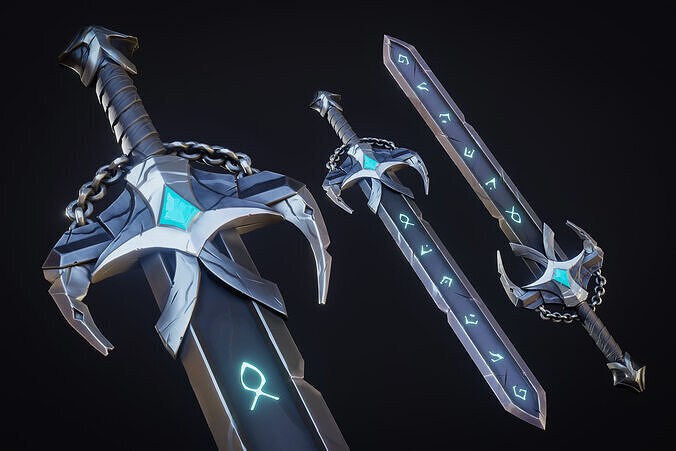Runic Sword - Stylized Game-ready Asset Low-poly 3D model