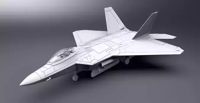 F-22 Raptor Jet Fighter -  3D Model Low-poly 3D model