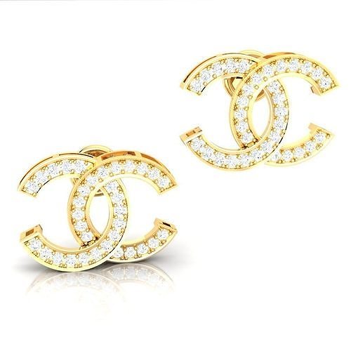 CC Earrings with Crystal Detailing Jewelry 3D print model