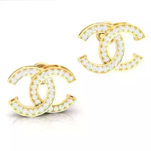 CC Earrings with Crystal Detailing Jewelry 3D print model