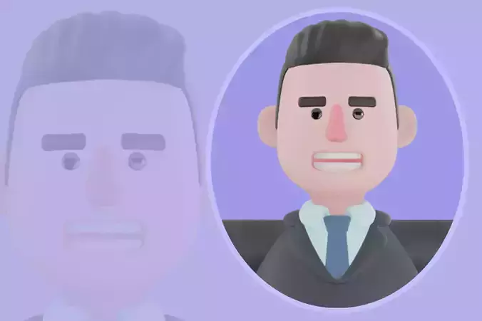 Stylized 3D Male Banker Character - Business Finance 3D Model