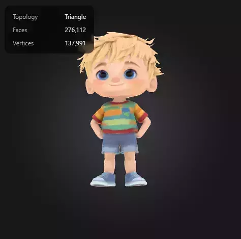 Cute toddler Character With Blonde Short Hair 