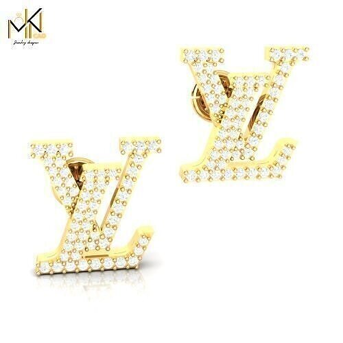 Luxury Style Gold Earrings  Designer  TOPS  Inspired 3D print model