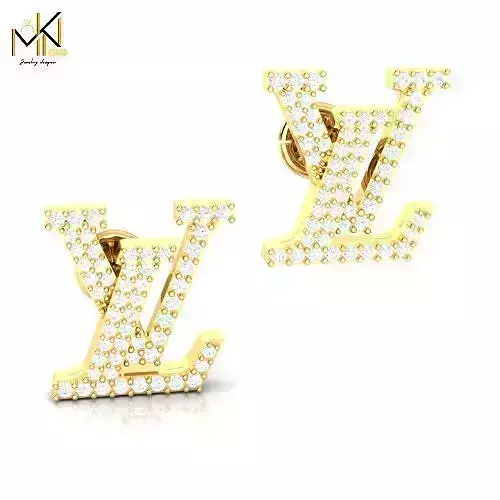 Luxury Style Gold Earrings  Designer  TOPS  Inspired 3D print model