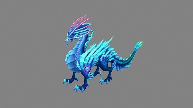 Cartoon Ice Dragon Low-poly 3D model