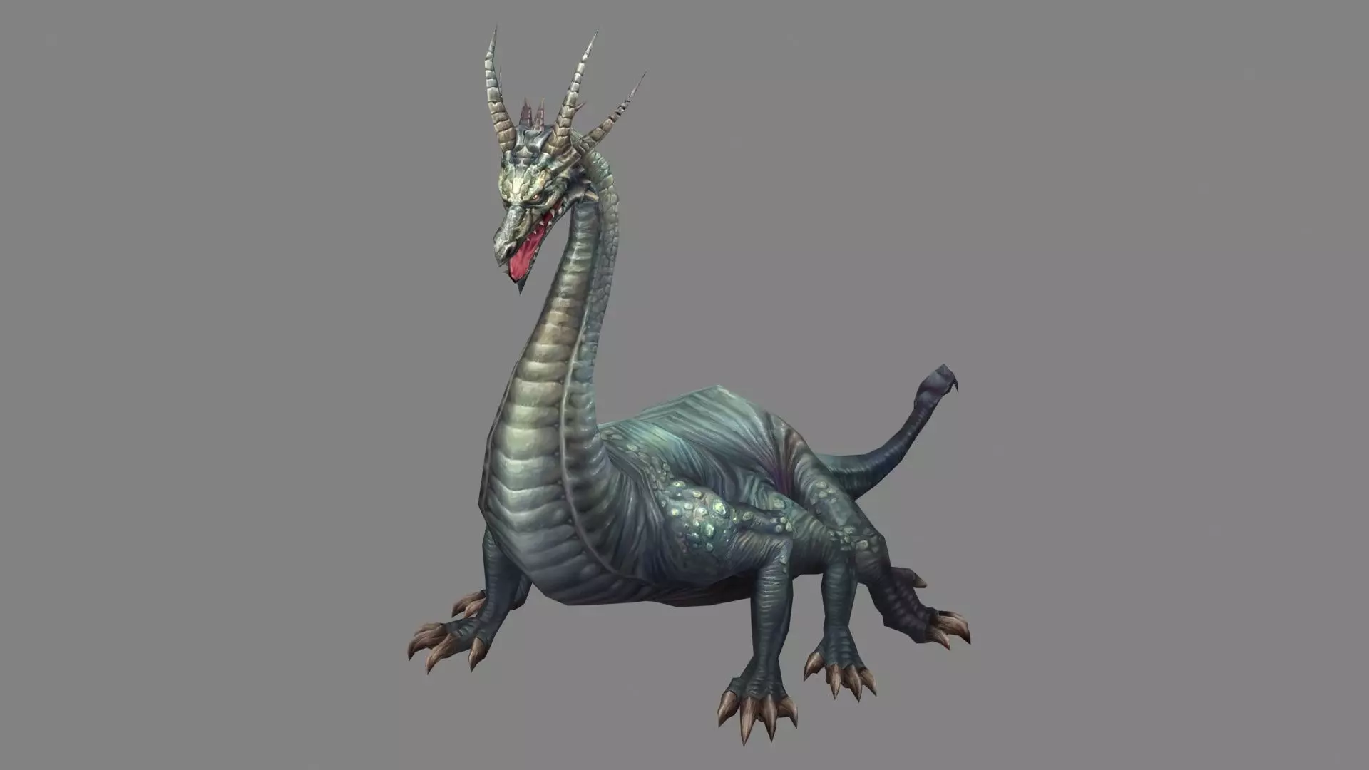 A six legged dragon monster - mosasaur Low-poly 3D model