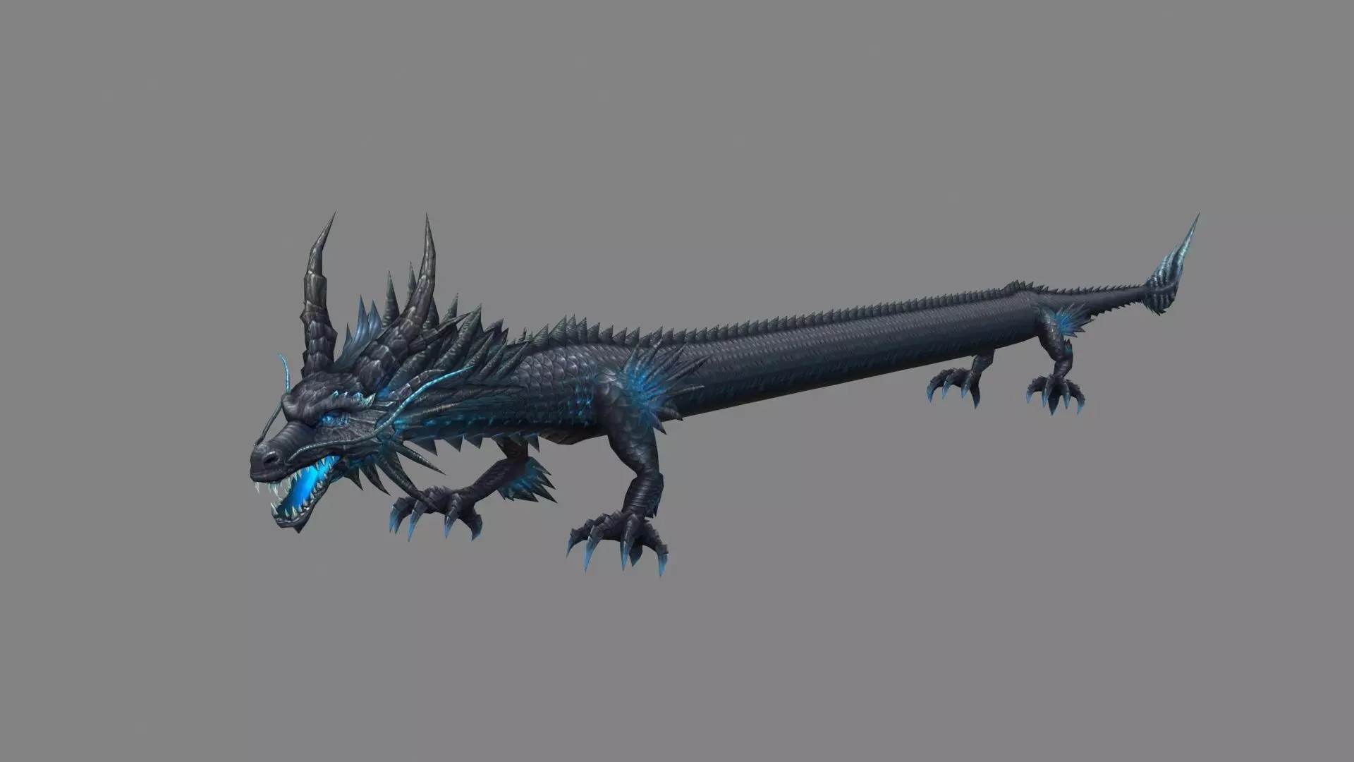 Black Dragon - Loong Low-poly 3D model_0