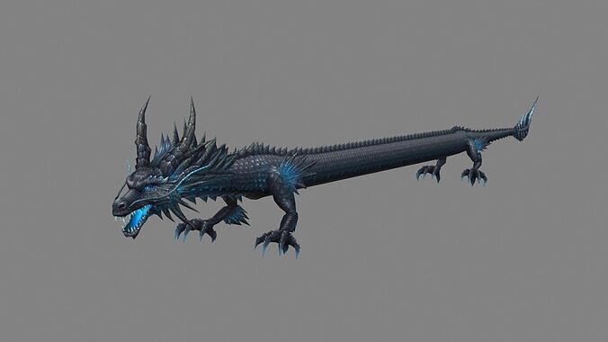 Black Dragon - Loong Low-poly 3D model
