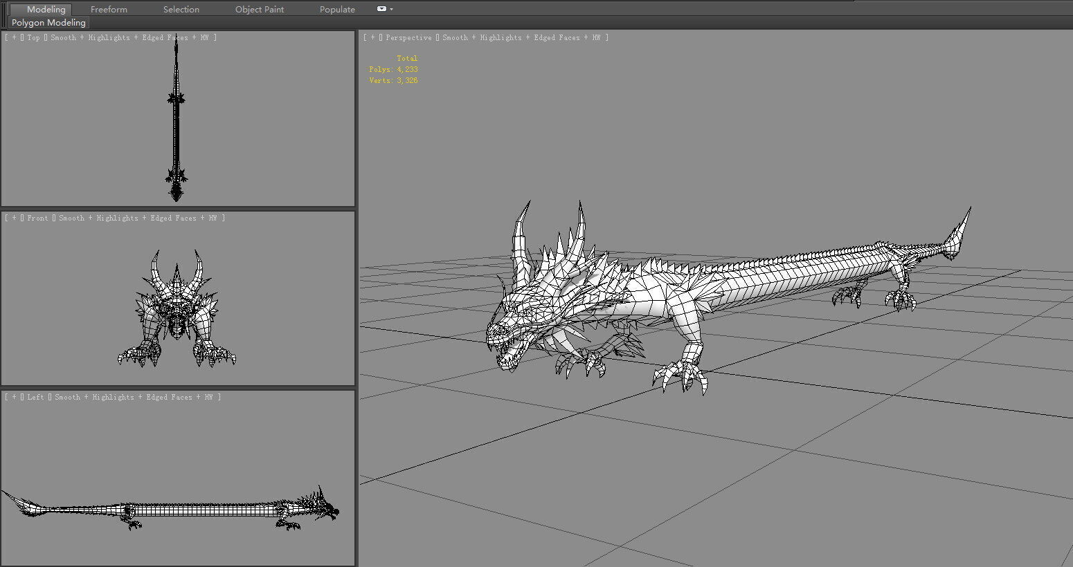Black Dragon - Loong Low-poly 3D model_7