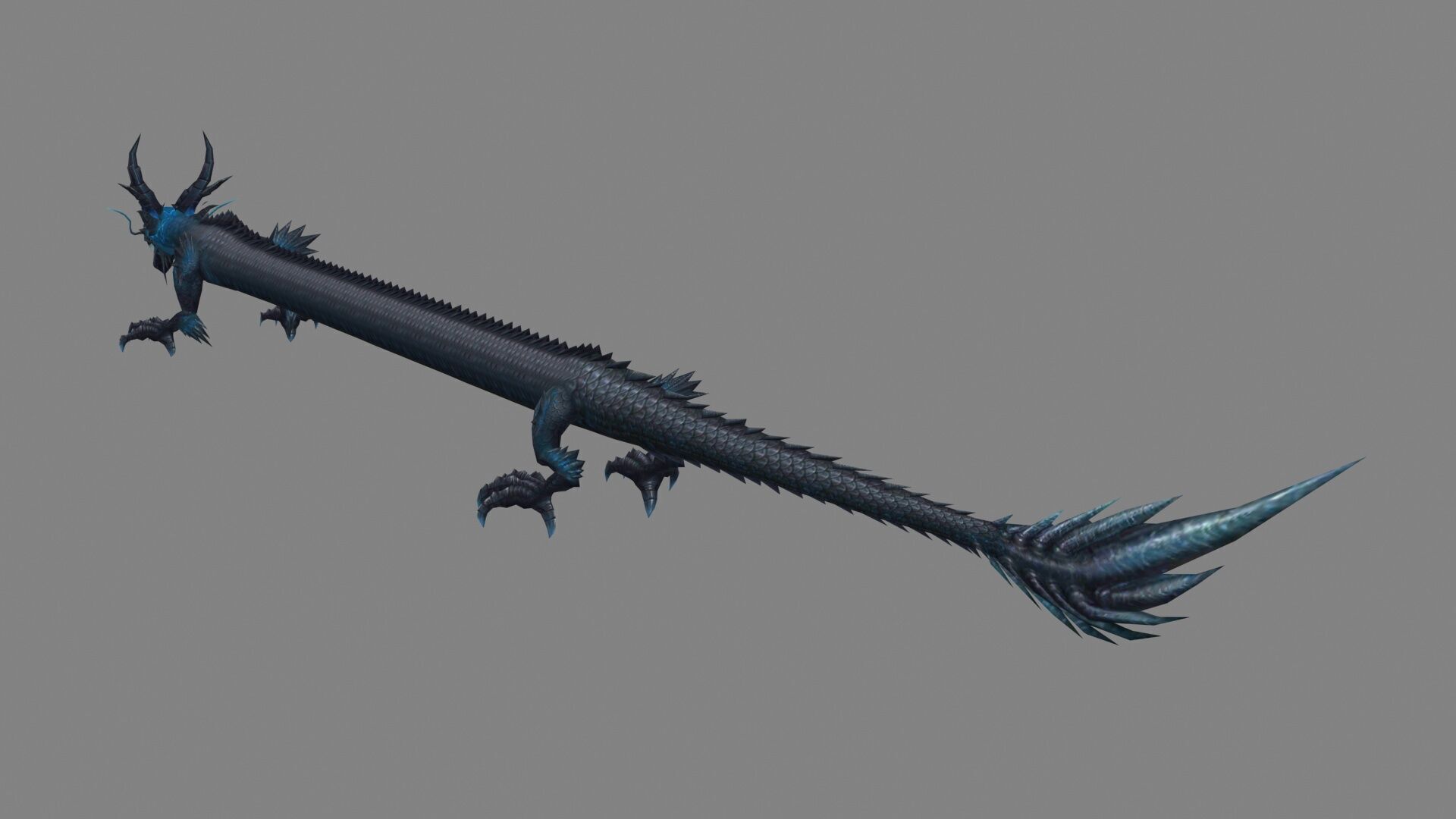 Black Dragon - Loong Low-poly 3D model_2