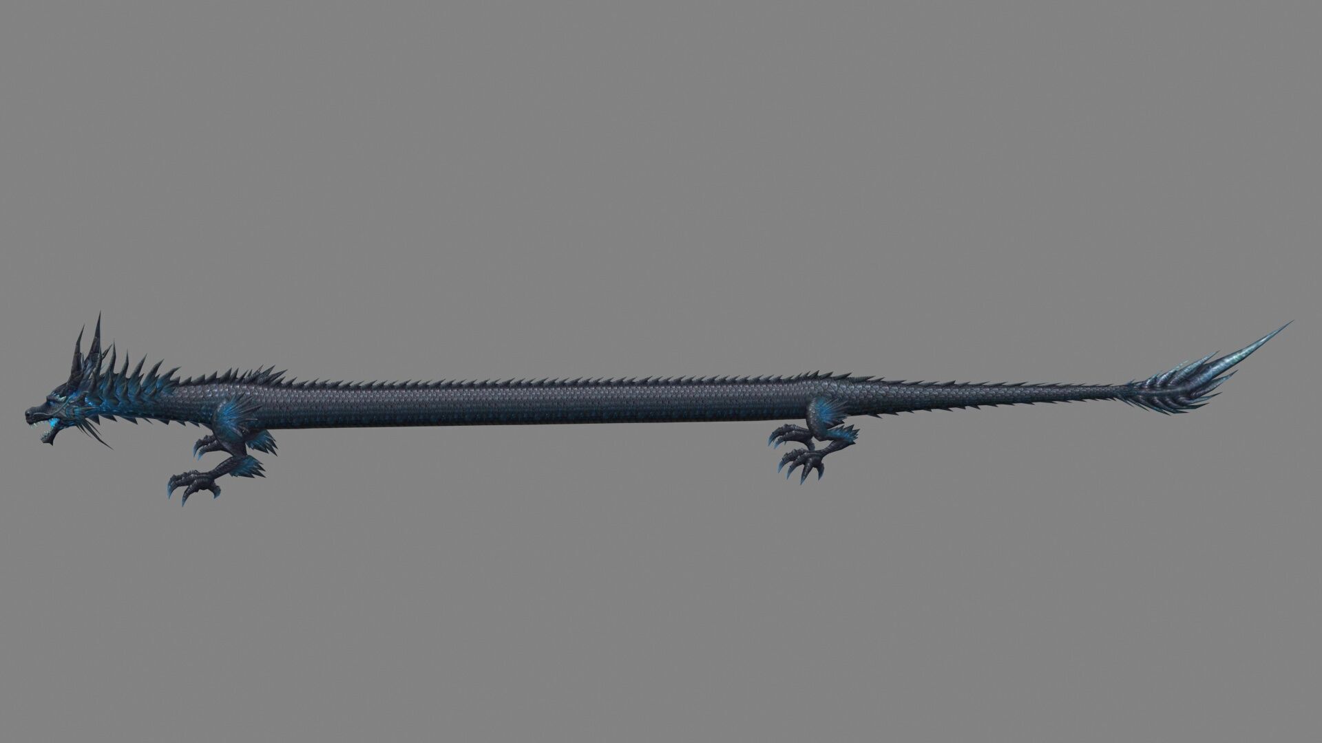 Black Dragon - Loong Low-poly 3D model_1
