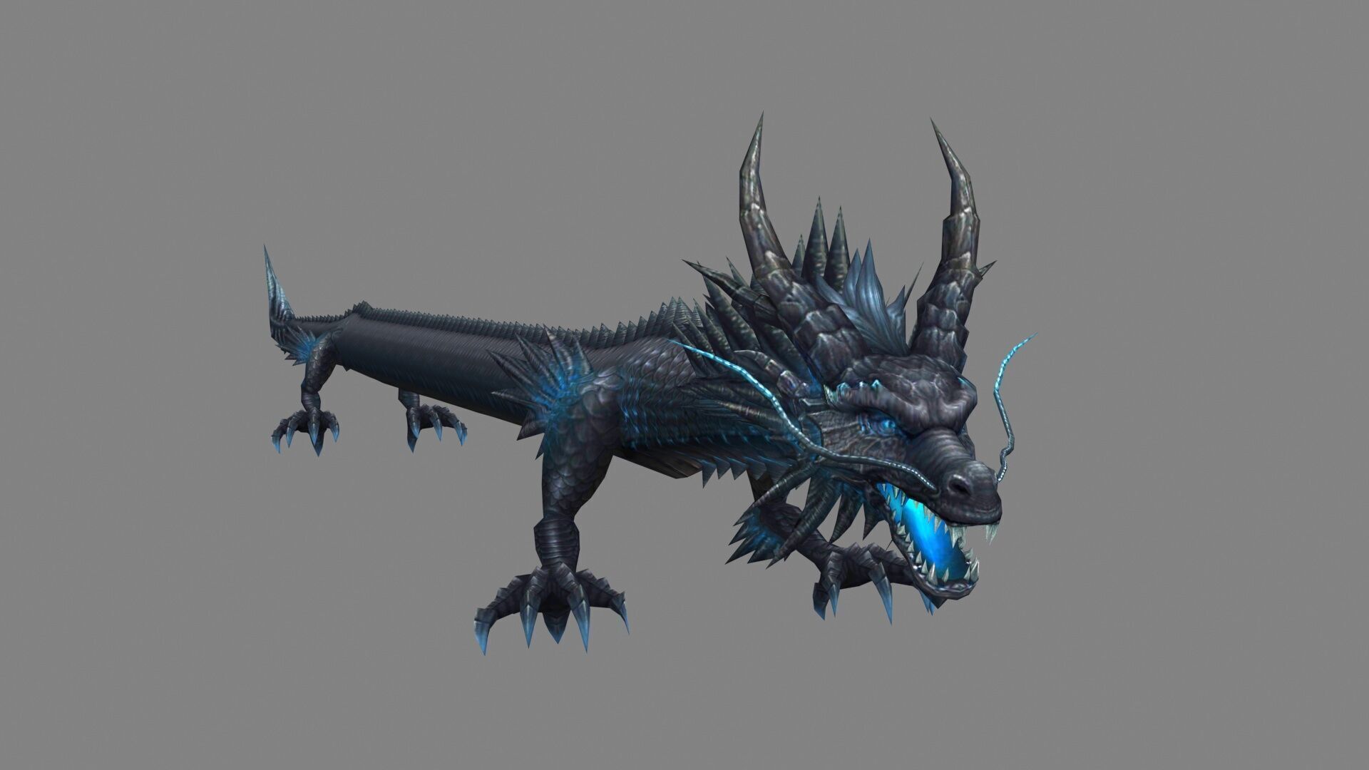 Black Dragon - Loong Low-poly 3D model_4