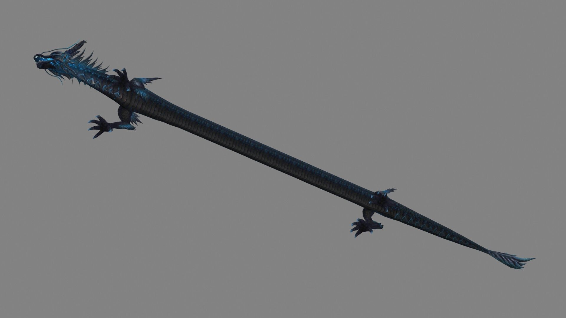 Black Dragon - Loong Low-poly 3D model_3