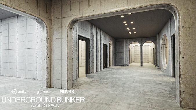 Underground Bunker With Modular Pack Low-poly 3D model