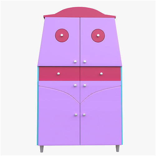 Kids Wardrobe Low-poly 3D model