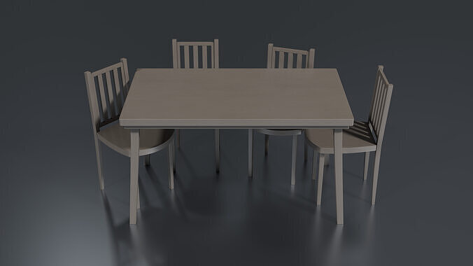 Cream Dining Table And Chairs Low-poly 3D model
