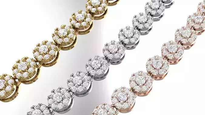 Round Halo Diamond Necklace H17 - 47319