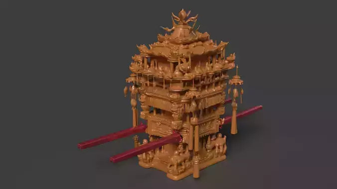 Chinese wooden wedding sedan figure   