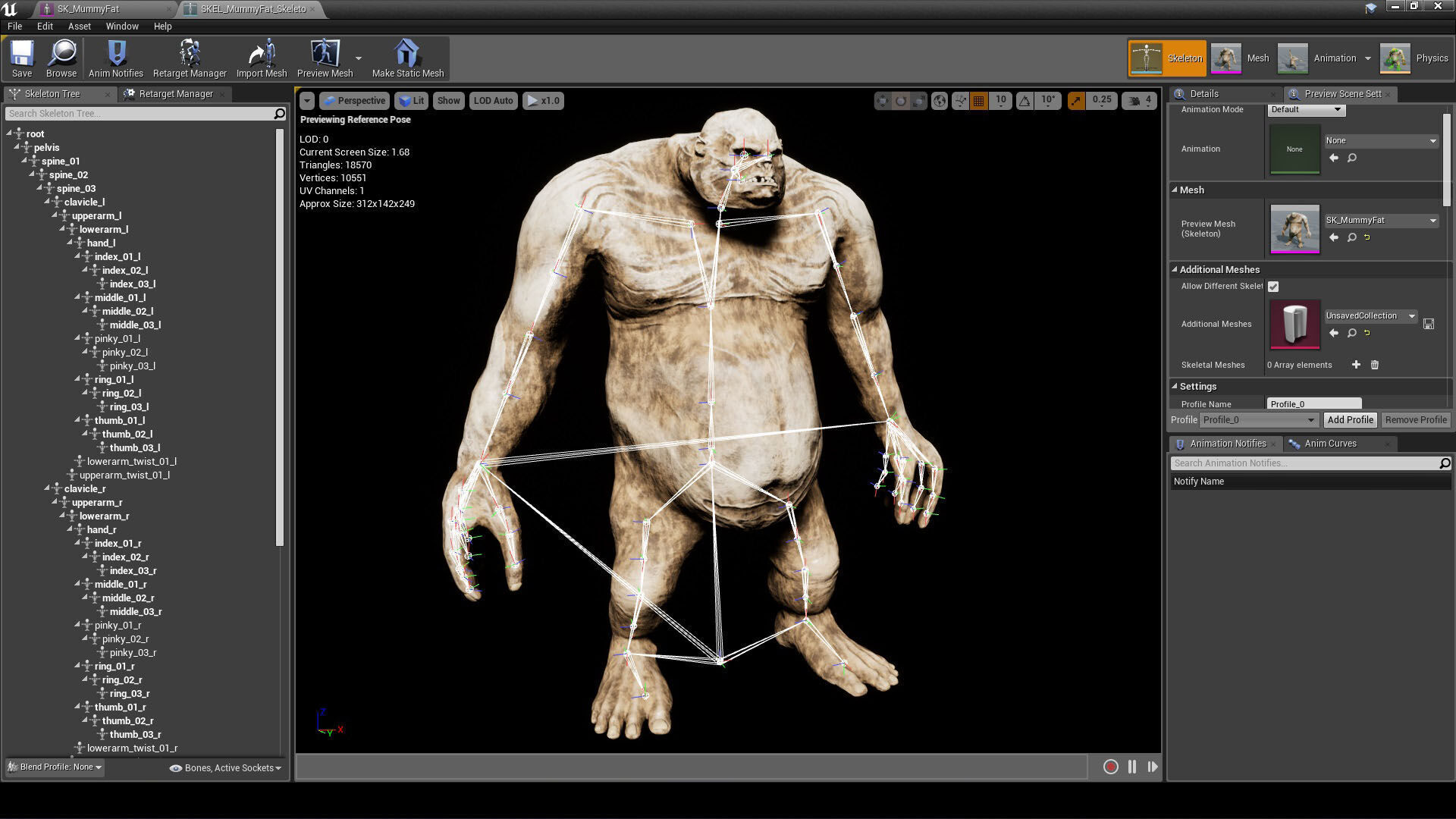 Mummy-zombie fat low-poly game engine ready 3D model Low-poly 3D model_9