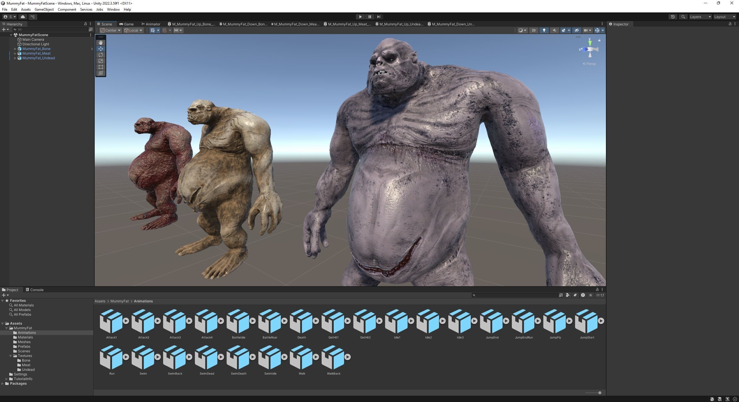 Mummy-zombie fat low-poly game engine ready 3D model Low-poly 3D model_12