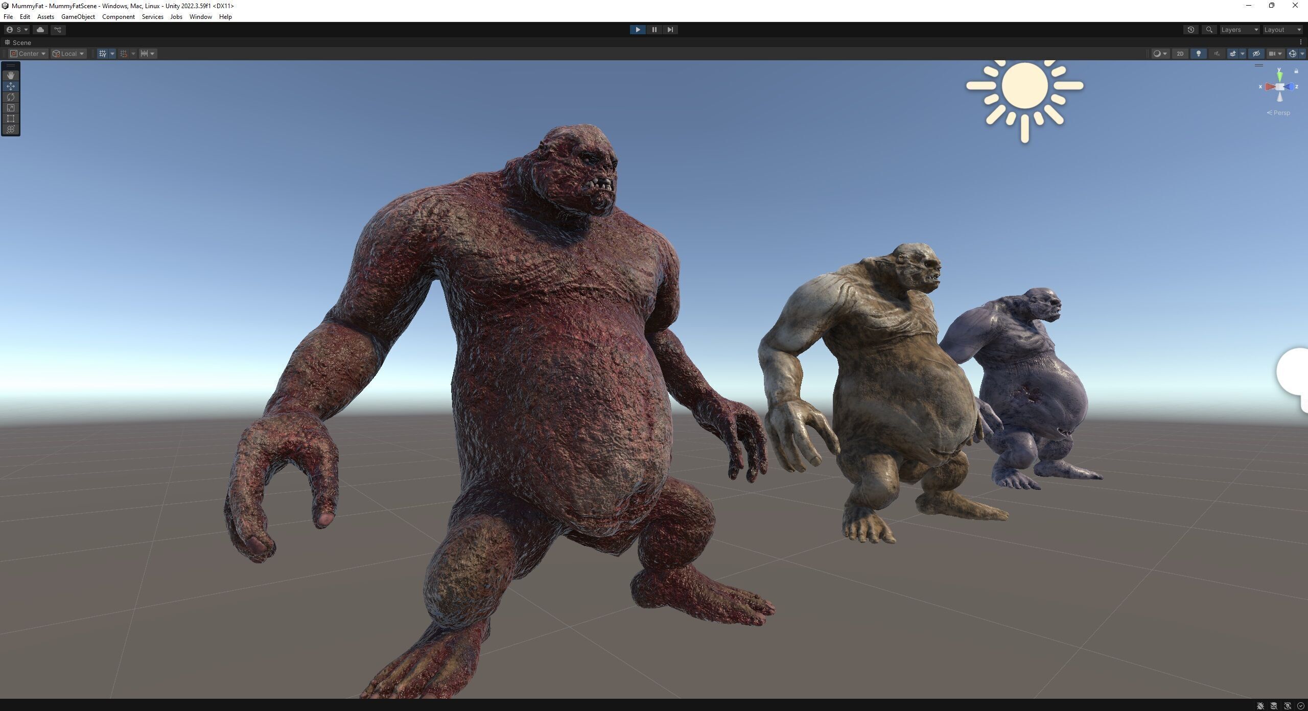 Mummy-zombie fat low-poly game engine ready 3D model Low-poly 3D model_13