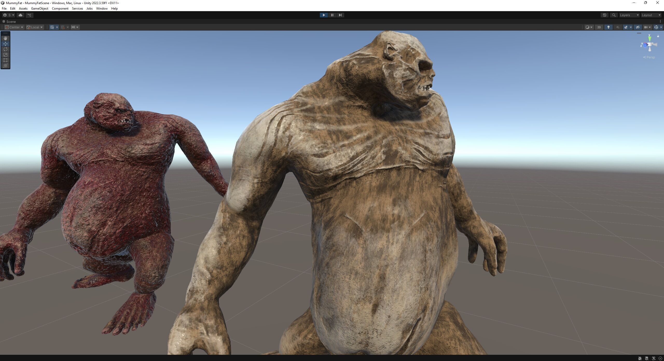 Mummy-zombie fat low-poly game engine ready 3D model Low-poly 3D model_14