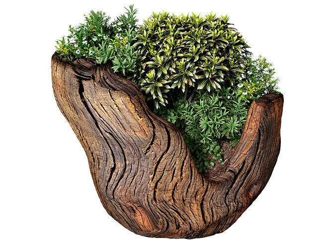 Flowerbed Outdoor Plants Wooden Garden flowerpot vase Planter 3D model