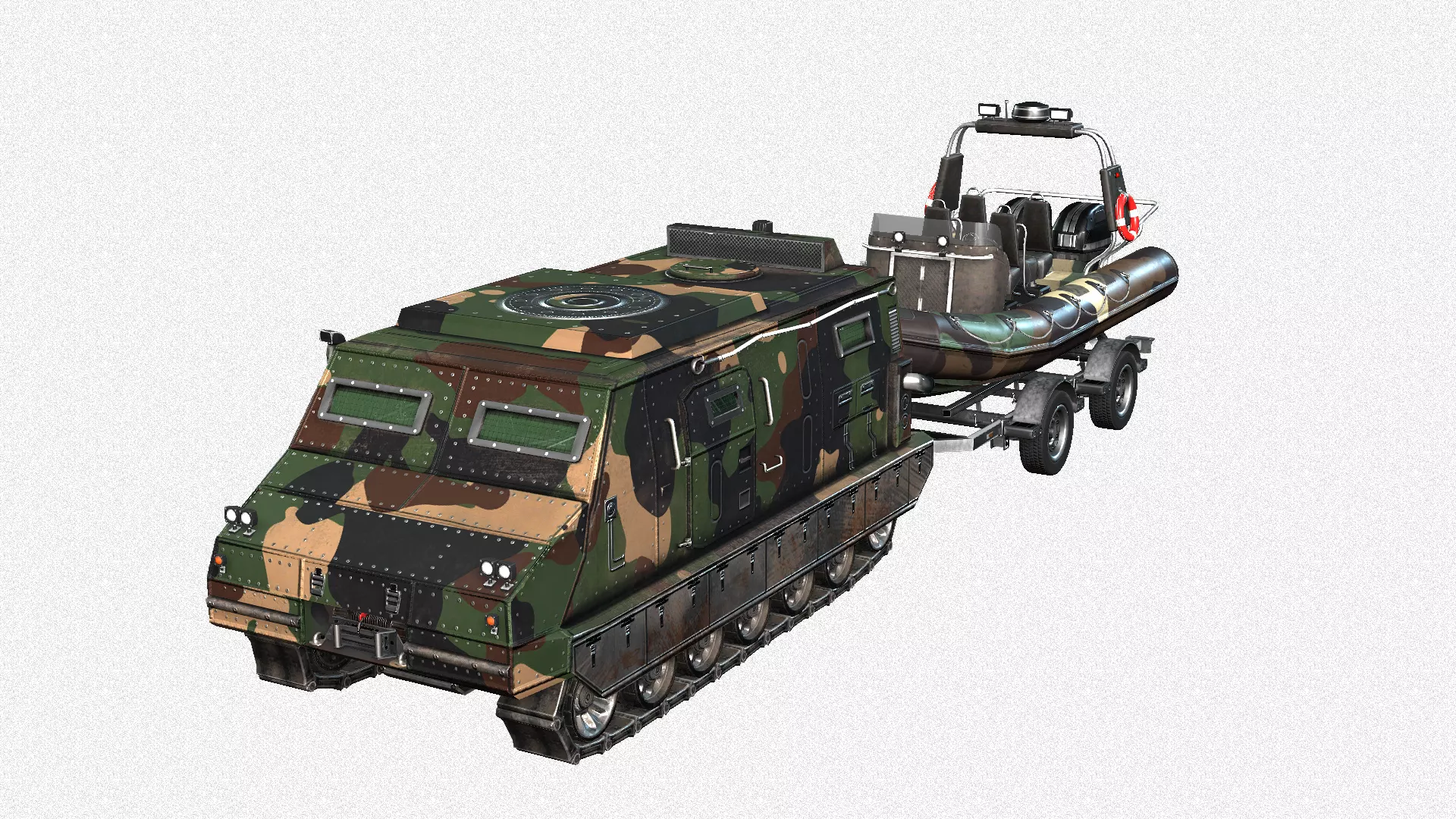 Tracked armored vehicle Low-poly 3D model_0
