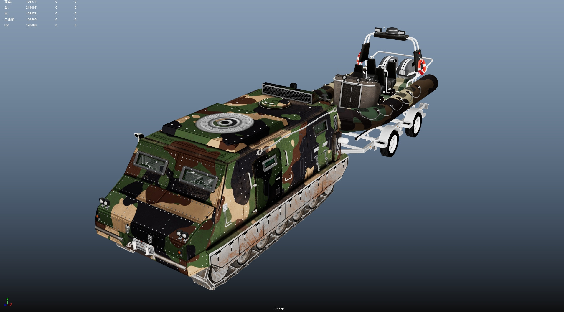 Tracked armored vehicle Low-poly 3D model_13