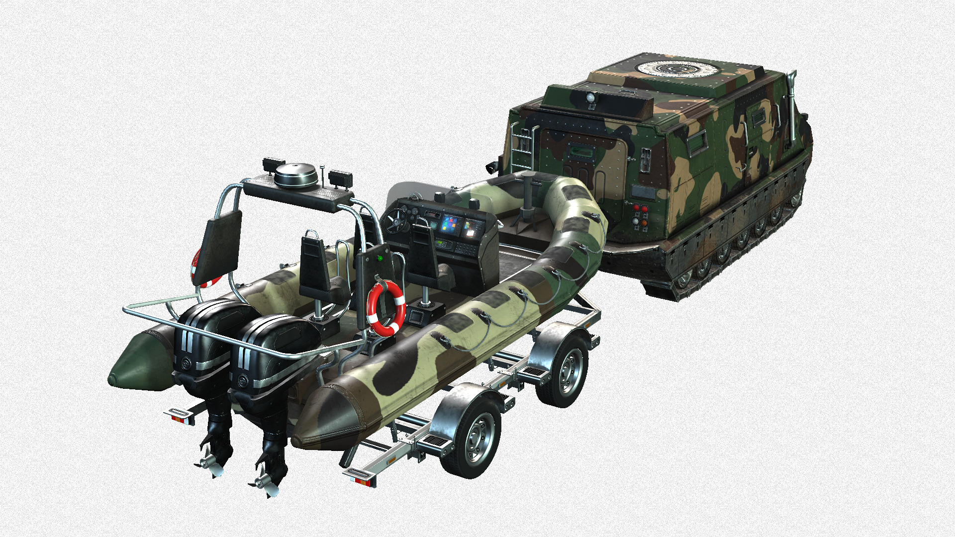 Tracked armored vehicle Low-poly 3D model_4