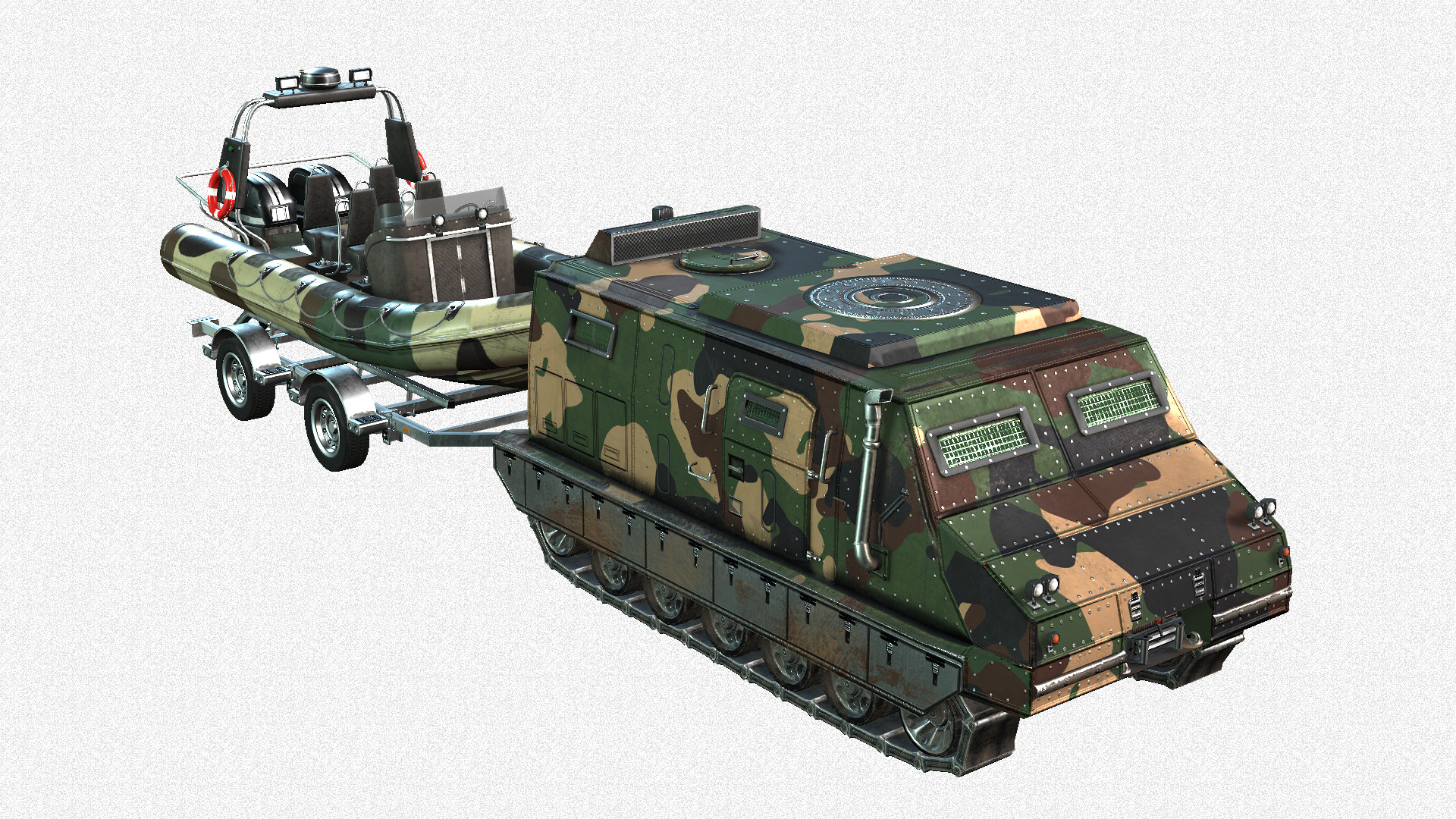 Tracked armored vehicle Low-poly 3D model_6