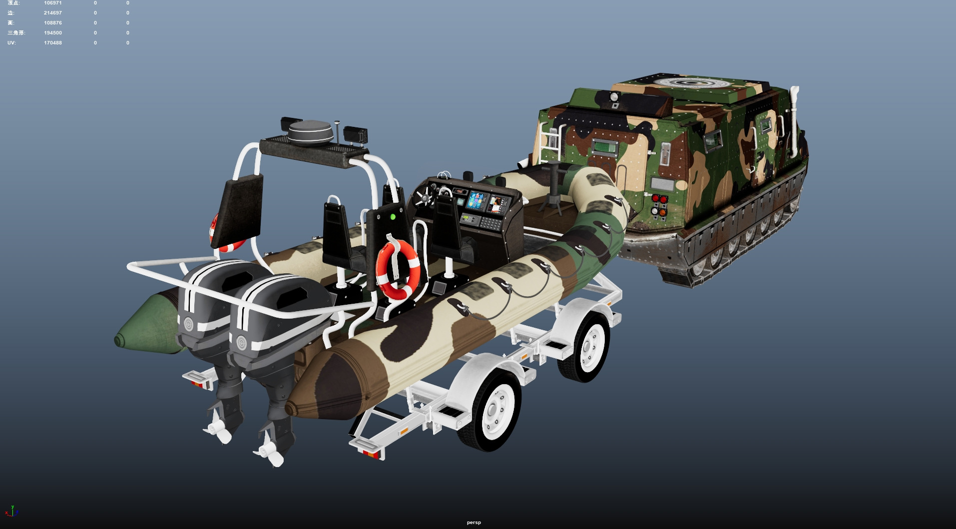 Tracked armored vehicle Low-poly 3D model_15