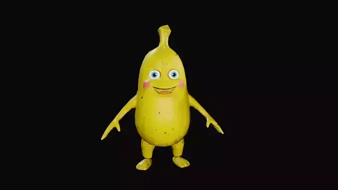Cute banana 3d model Low-poly 3D model