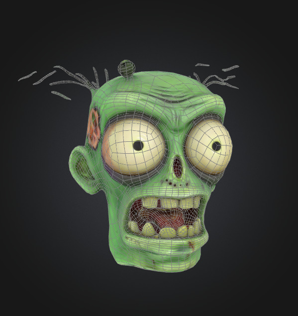 zombie head toon stylized character 3D model_1