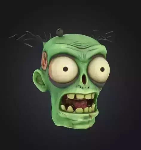 zombie head toon stylized character