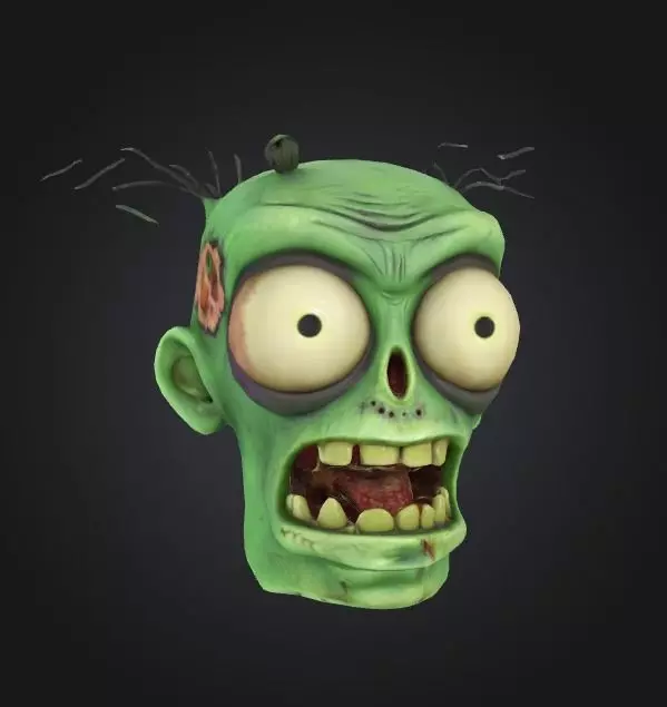 zombie head toon stylized character 3D model_0