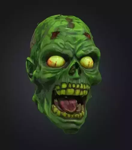 zombie head toon stylized character