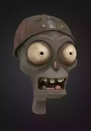 zombie head toon stylized character