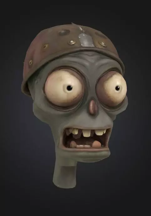 zombie head toon stylized character 3D model_0