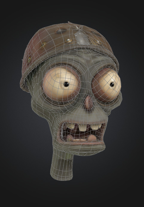 zombie head toon stylized character 3D model_1