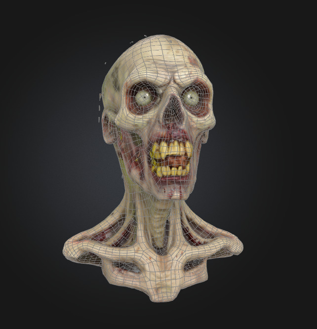 zombie head realistic character gross 3D model_1