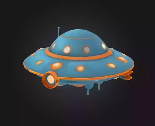 rusty spaceship cartoon stylized futuristic