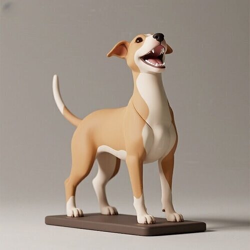 1121  Colorful Laughing    Galgo Dog  on Base   pug 3D print model