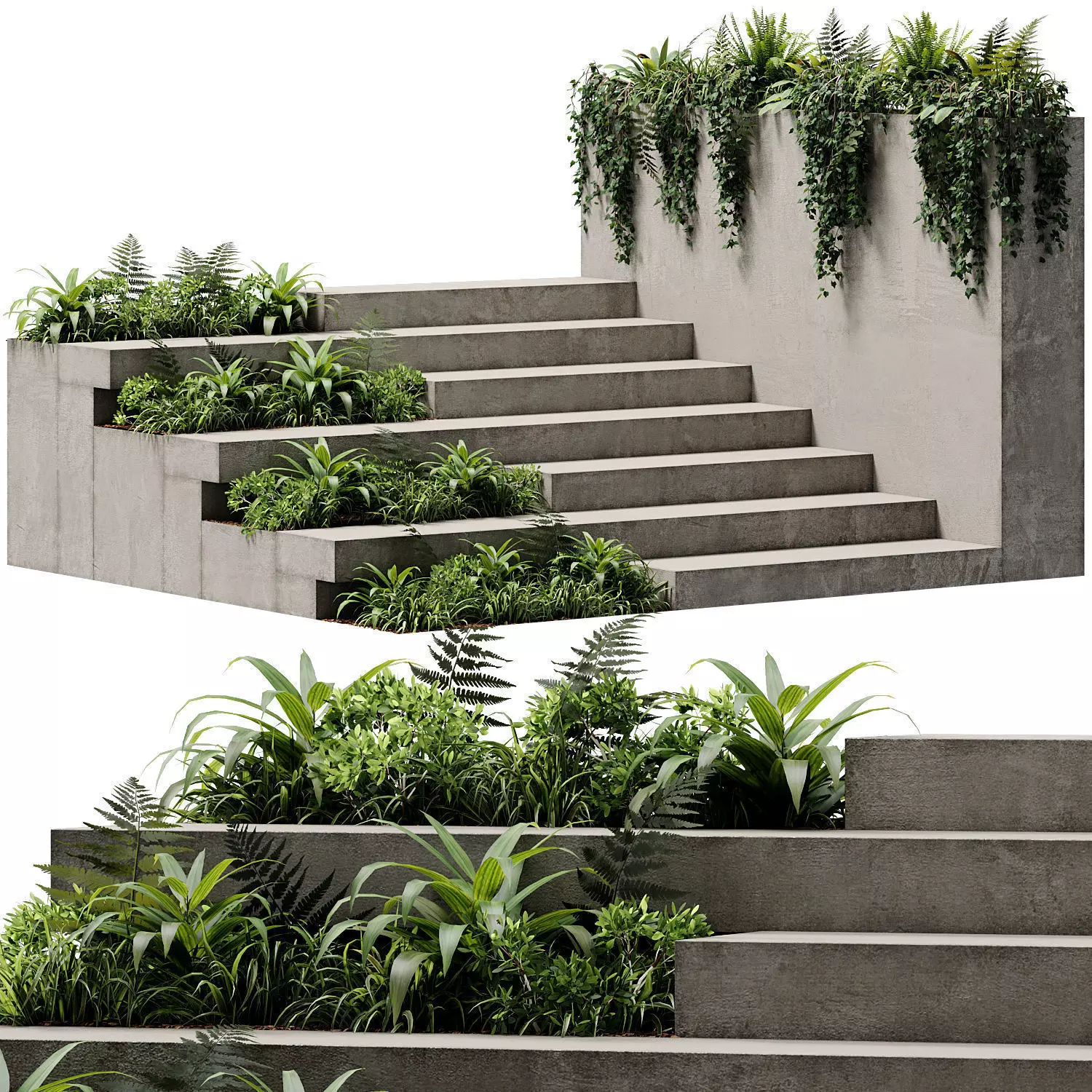 Landscape Furniture stairs - Set 02 3D model