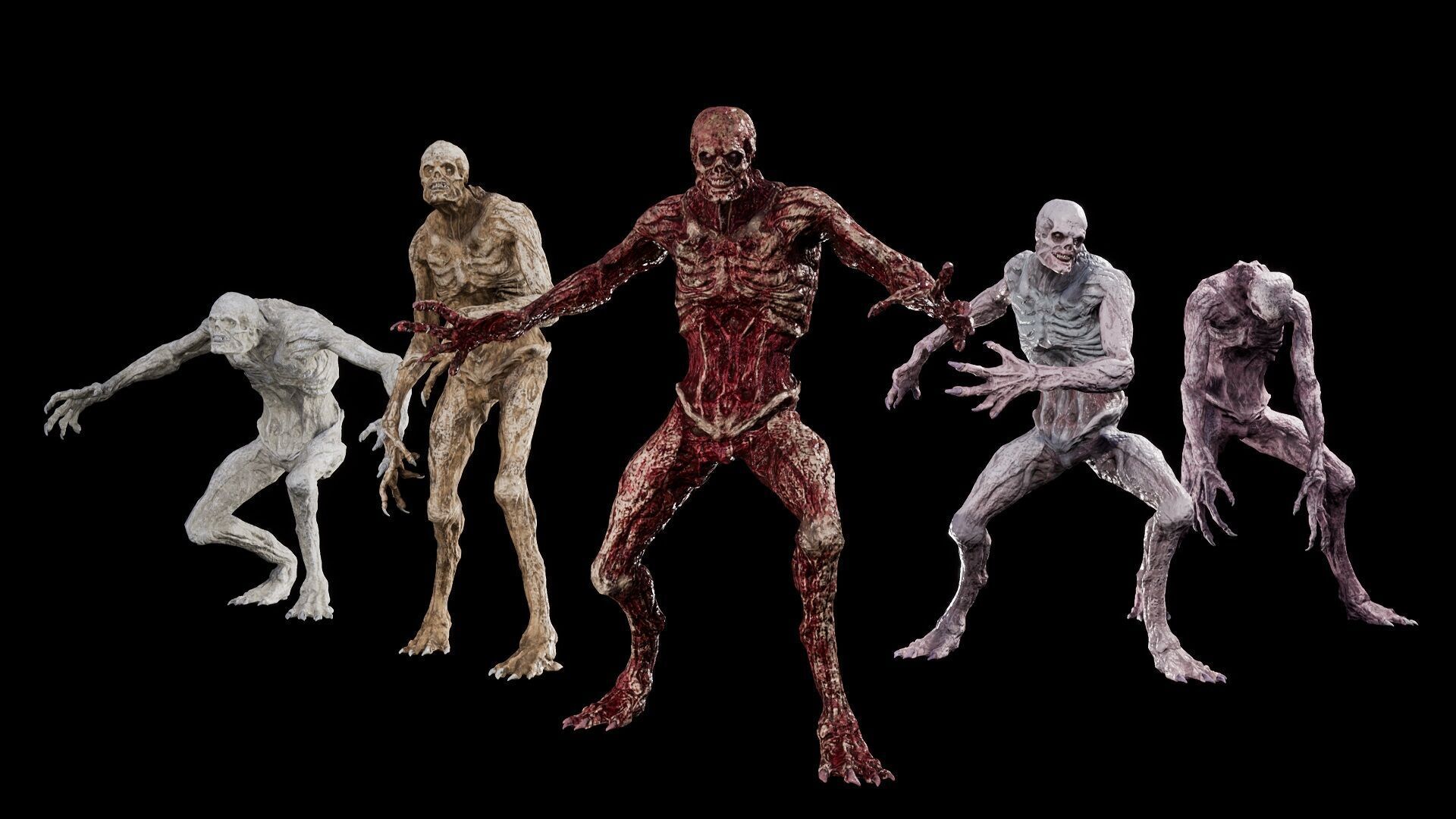 Mummy-zombie human low-poly game engine ready 3D model Low-poly 3D model_6