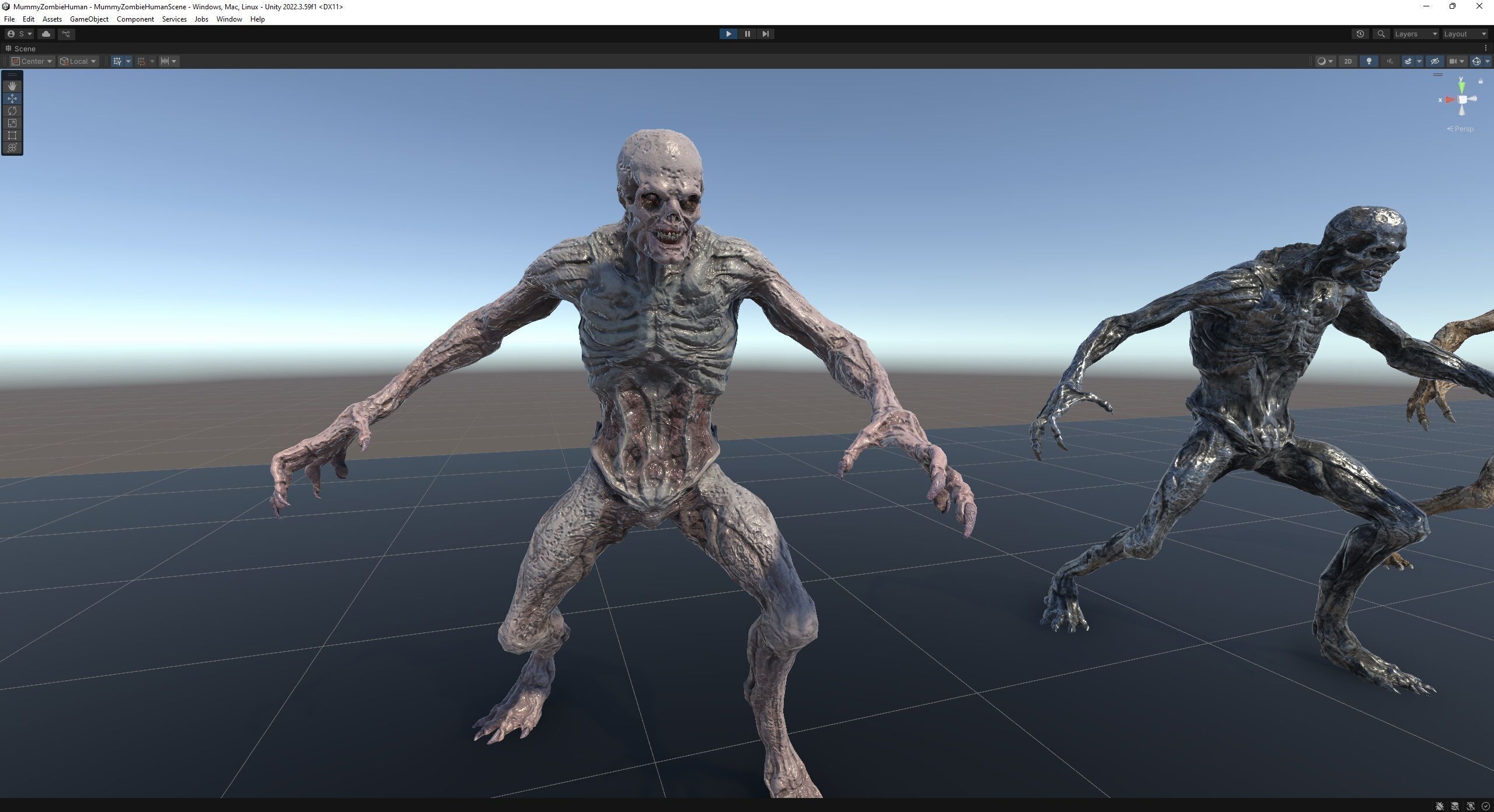 Mummy-zombie human low-poly game engine ready 3D model Low-poly 3D model_17