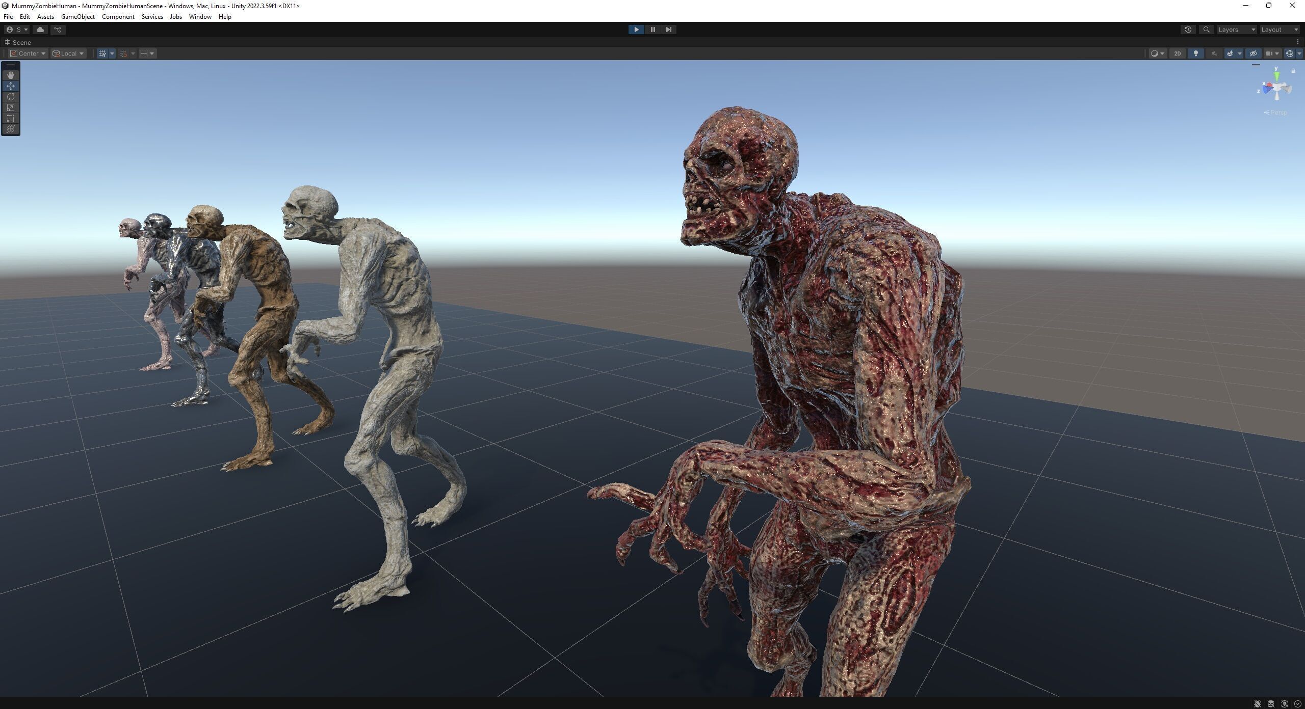 Mummy-zombie human low-poly game engine ready 3D model Low-poly 3D model_14