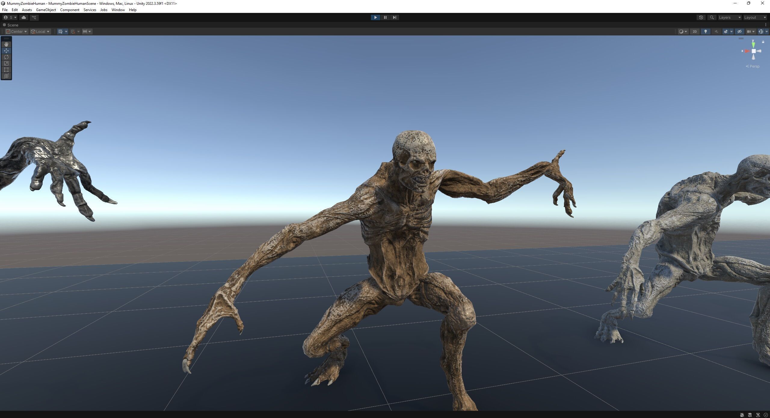 Mummy-zombie human low-poly game engine ready 3D model Low-poly 3D model_16