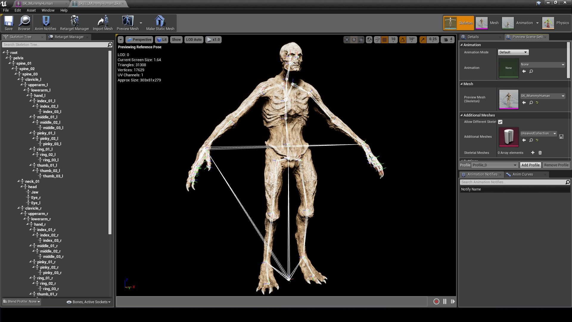 Mummy-zombie human low-poly game engine ready 3D model Low-poly 3D model_11