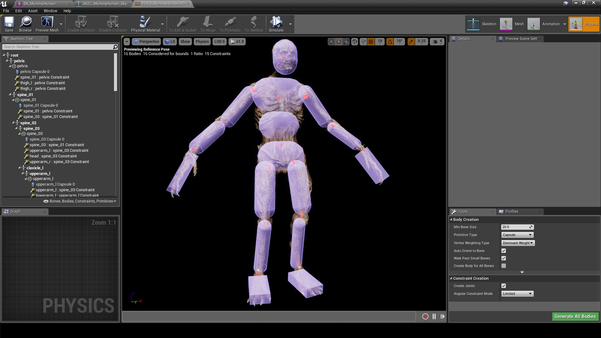 Mummy-zombie human low-poly game engine ready 3D model Low-poly 3D model_12